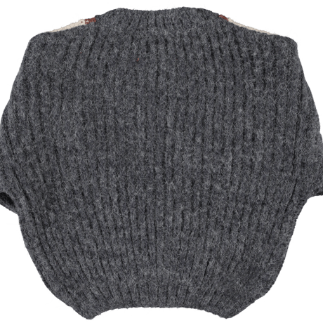 【piupiuchick】  KNITTED SWEATER DARK GREY WITH MULTICOLOR GEOMETRIC（サイズ14Y)
