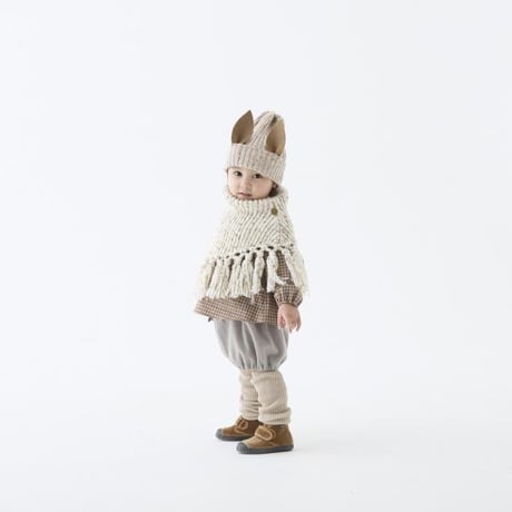 （予約販売）【eLfinFolk】  Nep Yarn Rib Knit Cape（サイズS・M)
