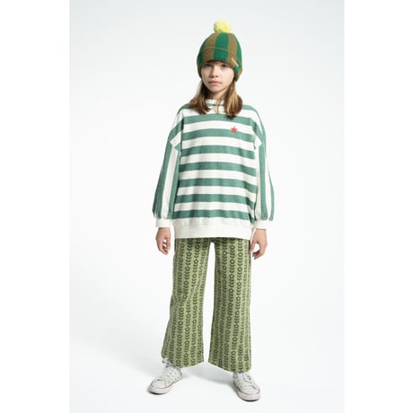 【piupiuchick】 TROUSERS GREEN WITH BLACK FLOWERS（サイズ4Y～10Y）
