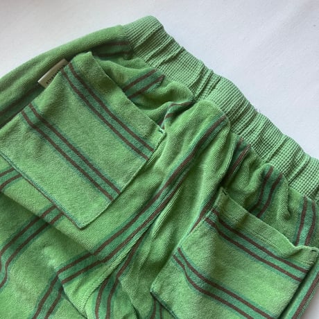 【piupiuchick】 JOGGING PANTS GREEN WITH DOUBLE STRIPES（サイズ4Y～10Y）