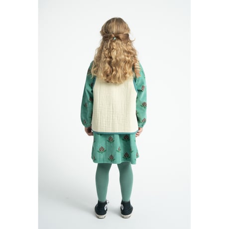 【piupiuchick】  WAISTCOAT ECRU WITH ENBROIDERED RED FLOWERS　（サイズ24M、４Y、6Y)