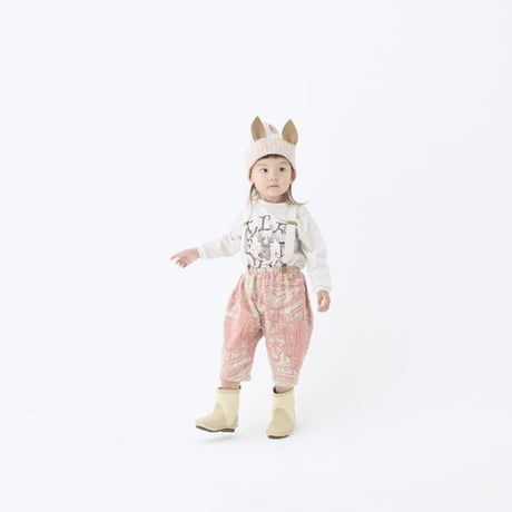 【eLfinFolk】  Castle town print Suspenders Pants(サイズ80-90/100-110）