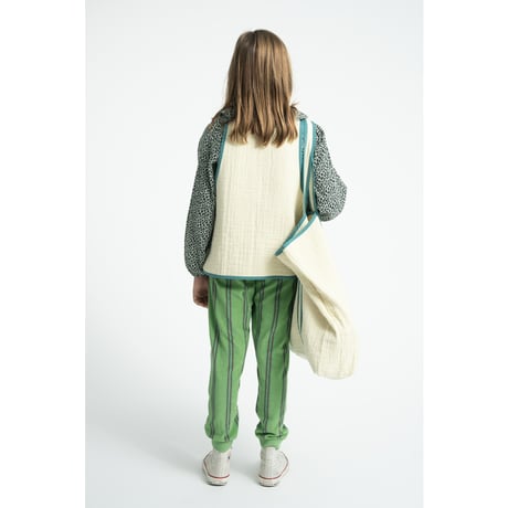 【piupiuchick】 JOGGING PANTS GREEN WITH DOUBLE STRIPES（サイズ4Y～10Y）