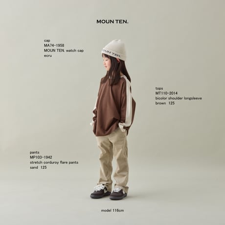 【MOUN TEN.】　bicolor shoulder longsleeve　(サイズ110・125・140）