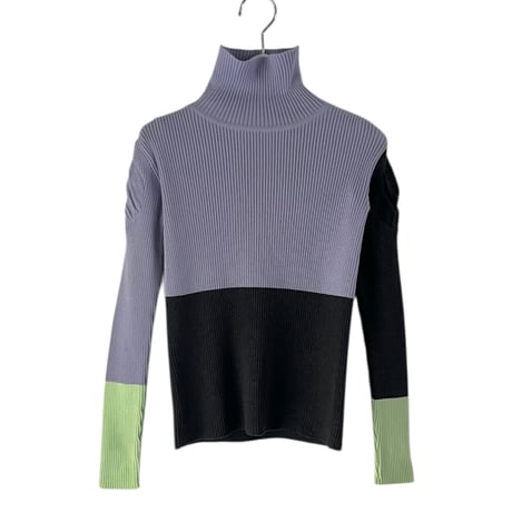 【franky grow】  MULTI COLOR SHOULDER HIGH-NECK KNIT (サイズL、LL）