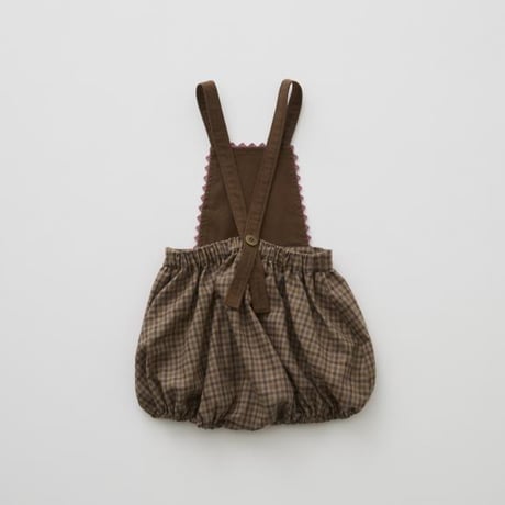 （予約販売）【eLfinFolk】  Country Check Baby Salopette(ブラウン/サイズ80・90）