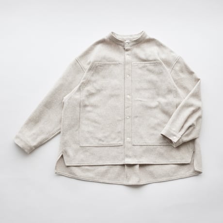 【MOUN TEN.】　cotton tweed pocket shirt　(ecru mix/サイズ125・140）