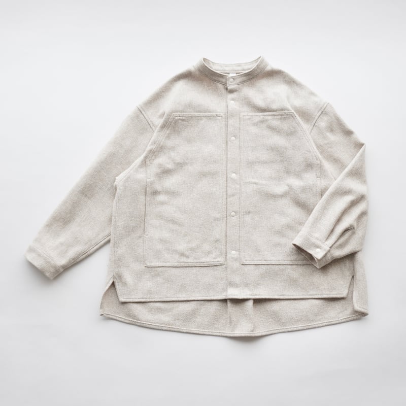 MOUN TEN.】 cotton tweed pocket shirt (ecru mix