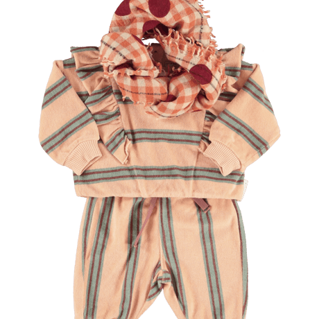 【piupiuchick】 BABY JOGGING PANTS LIGHT PINK  WITH DOUBLE STRIPES（サイズ12M、24M)