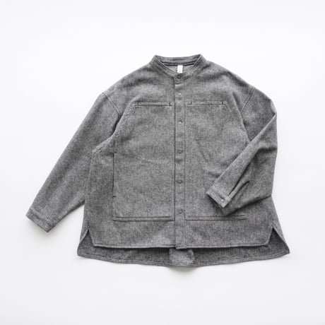 【MOUN TEN.】　cotton tweed pocket shirt　(black twill/サイズ125・140）