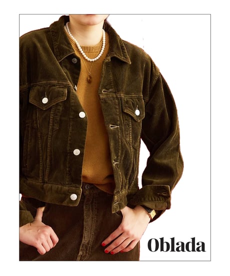 【 OBLADA “MARGARET JACKET CORDUROY” / KHAKI 】 オブラダ “マーガレットジャケットコーデュロイ” / カーキ