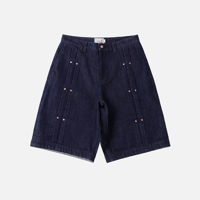 DIME PLEATED BAGGY DENIM SHORTS INDIGO