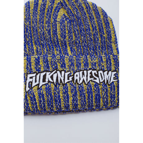 FUCKING AWESOME REFLECTIVE STRIPE BEANIE YELLOW/BLUE