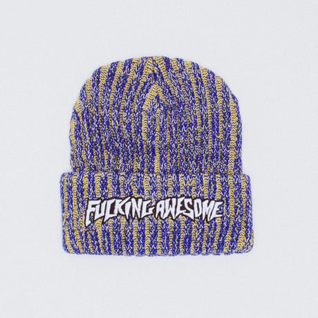 FUCKING AWESOME REFLECTIVE STRIPE BEANIE YELLOW/BLUE
