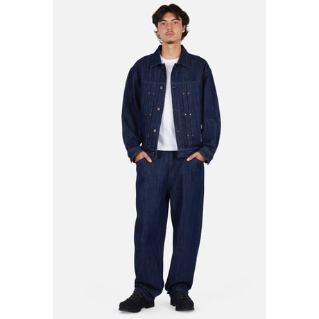 DIME PLEATED DENIM JACKET INDIGO