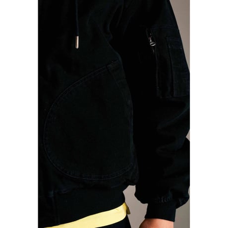 POP TRADING COMPANY HOODED FLIGHT JACKET BLACK