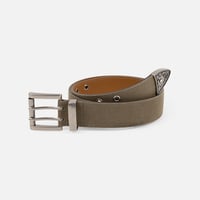 DIME WAXED CANVAS BELT BROWN/OLIVE