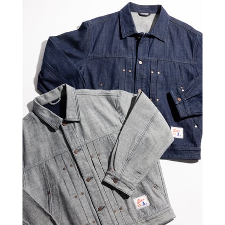 DIME PLEATED DENIM JACKET INDIGO