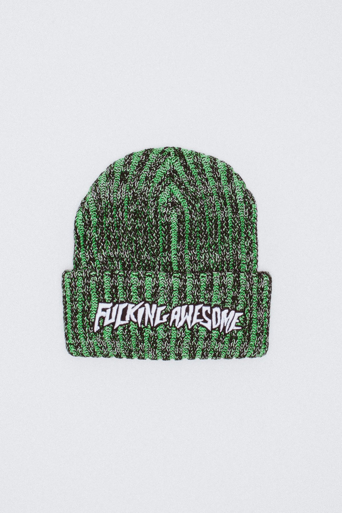 FUCKING AWESOME REFLECTIVE STRIPE BEANIE GREEN/