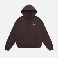 DIME CLASSIC SMALL LOGO ZIP HOODIE DARK BROWN