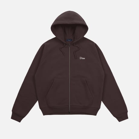 DIME CLASSIC SMALL LOGO ZIP HOODIE DARK BROWN