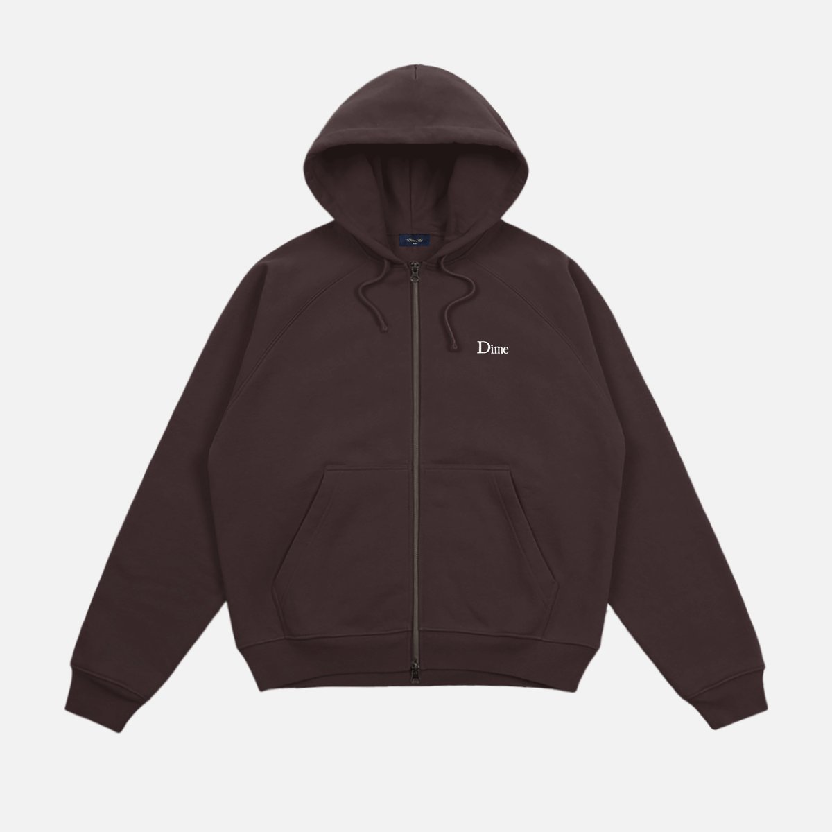 DIME CLASSIC SMALL LOGO ZIP HOODIE DARK BROWN |