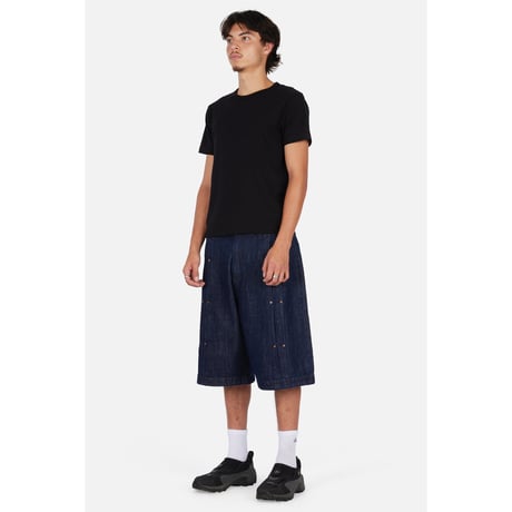 DIME PLEATED BAGGY DENIM SHORTS INDIGO