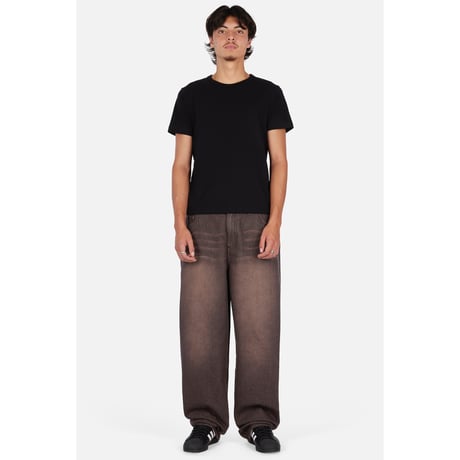 DIME BAGGY DENIM PANTS SANDBLASTED DARK BROWN