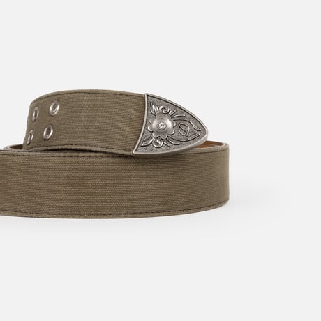 DIME WAXED CANVAS BELT BROWN/OLIVE