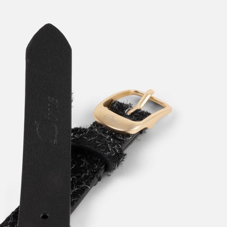 DIME DRESS LEATHER BELT SHAGGY BLACK