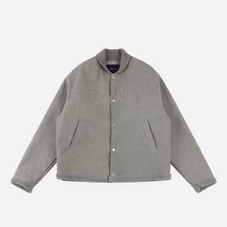 DIME FAUX SUEDE VARSITY JACKET GRAY