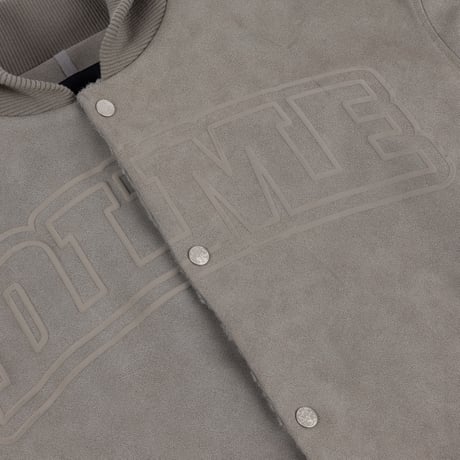 DIME FAUX SUEDE VARSITY JACKET GRAY