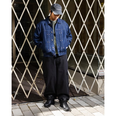 DIME PLEATED DENIM JACKET INDIGO
