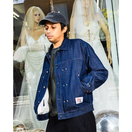 DIME PLEATED DENIM JACKET INDIGO