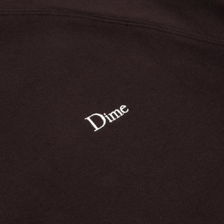 DIME CLASSIC SMALL LOGO ZIP HOODIE DARK BROWN