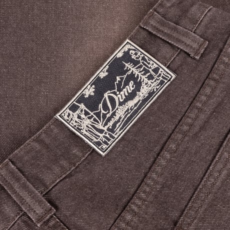 DIME BAGGY DENIM PANTS SANDBLASTED DARK BROWN