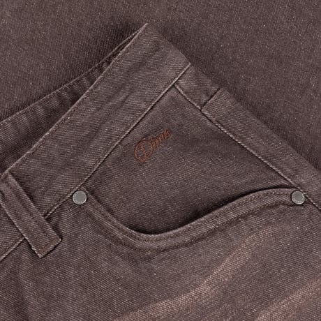 DIME BAGGY DENIM PANTS SANDBLASTED DARK BROWN