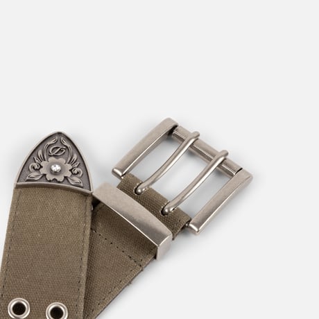 DIME WAXED CANVAS BELT BROWN/OLIVE