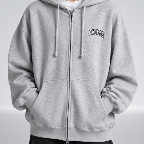 ONORE■ / "ONR" Zip Up Sweat Hoodie / ASH