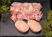 土佐ジロー カット肉200g・生ハンバーグ2個セット [冷凍]