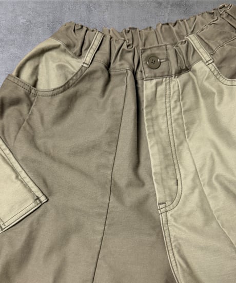 【数量限定・予約販売】アンクルリーフカーゴパンツ■ヨコムラバックサテン◾️バイカラー◾️カーキ×カーキ