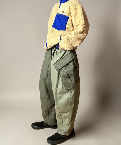 【数量限定・予約販売】アンクルリーフカーゴパンツ■ヨコムラバックサテン◾️バイカラー◾️カーキ×カーキ