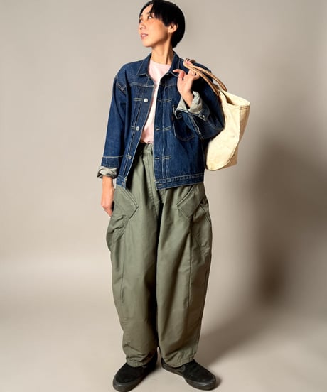 【予約販売】アンクルリーフカーゴパンツ■ヨコムラバックサテン◾️カーキ