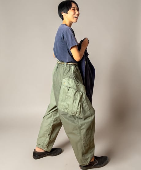 【数量限定・予約販売】アンクルリーフカーゴパンツ■ヨコムラバックサテン◾️バイカラー◾️カーキ×カーキ