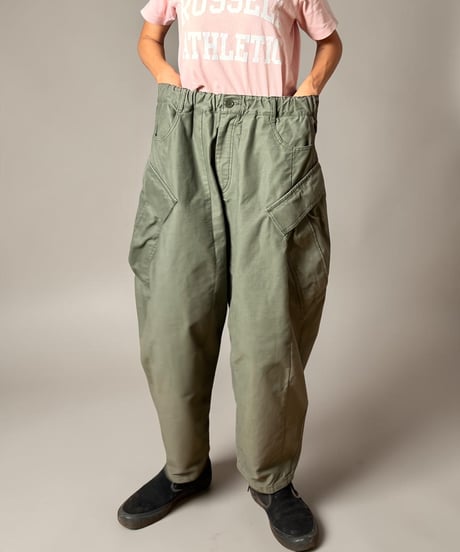 【予約販売】アンクルリーフカーゴパンツ■ヨコムラバックサテン◾️カーキ