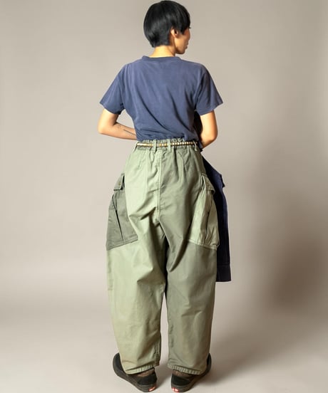 【数量限定・予約販売】アンクルリーフカーゴパンツ■ヨコムラバックサテン◾️バイカラー◾️カーキ×カーキ