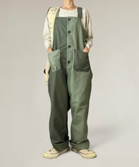 【数量限定・予約販売】デッキオーバーオール■バイカラー濃淡カーキ