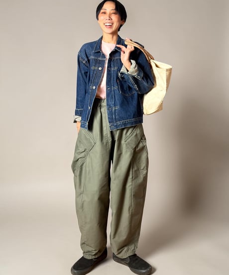 【予約販売】アンクルリーフカーゴパンツ■ヨコムラバックサテン◾️カーキ