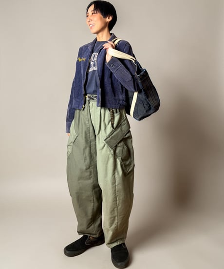 【数量限定・予約販売】アンクルリーフカーゴパンツ■ヨコムラバックサテン◾️バイカラー◾️カーキ×カーキ