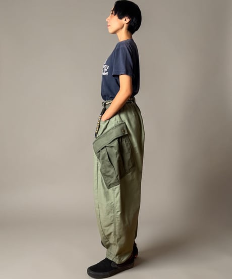 【数量限定・予約販売】アンクルリーフカーゴパンツ■ヨコムラバックサテン◾️バイカラー◾️カーキ×カーキ